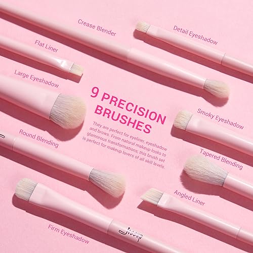 Jessup Pink Makeup Brushes Set 14Pcs Make up Brushes Premium Vegan Fou