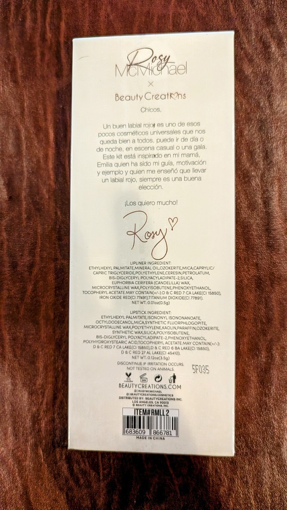 BEAUTY CREATIONS Rosy McMichael the TRUE RED KIT LINER & LIPSTICK NEW & SEALED